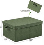 HOONEX Storage Bins with Lids for Organizing, Pack of 2, Storage Boxes with 2 Carrying Handles and Sturdy Heavy Cardboard, 16.5" L x 11.8" W x 7.5" H for Shoes, Books, Clothes, Olive - Image 7