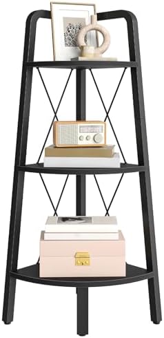 HOOBRO Corner Shelf, 3-Tier Corner Shelf Stand, 40" Tall Ladder Bookshelf, Industrial Corner Display Shelf Plant Stand for Living Room, Kitchen, Home Office, Black BB143CJ01 by HOOBRO
