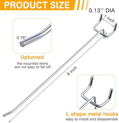 Shimeyao 200 Pcs Peg Board Hooks Stainless Steel Pegs,8 Inch,Silver - Image 2