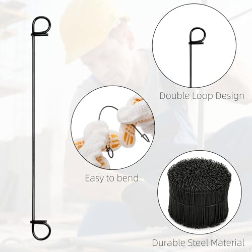 1000Pcs Double Loop 6 Inch Wire Rebar Ties, 16 Gauge Cable Rebar Ties with Wire Tie Twister Tools and Gloves for Securing Reinforcing Steel Bars - Image 3
