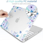 MEEgoodo 4-in-1 Printed Case for MacBook Neo 13 inch 2026 Release Model A3404, Laptop Hard Shell Cases with Keyboard Skin & Screen Protector & Webcam Covers, Soft Purple Floral - Image 4