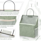 Woanger 12 Pcs Wall Hanging Storage Bag Wall Hanging Organizer Bag Over The Door Closet Basket Containers Bins with Hook Pocket for Bedroom Bathroom (Light Gray, Beige, Dark Gray, Black, Khaki, Green) - Image 2