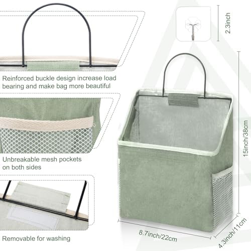 Woanger 12 Pcs Wall Hanging Storage Bag Wall Hanging Organizer Bag Over The Door Closet Basket Containers Bins with Hook Pocket for Bedroom Bathroom (Light Gray, Beige, Dark Gray, Black, Khaki, Green) - Image 2