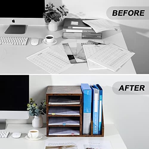 PAG-Mass Wood Desktop File Holder Organizer Mail Sorter for File Folders, Mails, Envelopes, Mailing Supplies or Magazines, Brown - Image 5