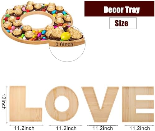 4PCS Larger Charcuterie Letter L O V E fillable Trays, 12Inch Letter Trays for Food, Wood Letter Tray Chocolate Candy Tray for Wedding Party Favors (Love- Wood) - Image 2