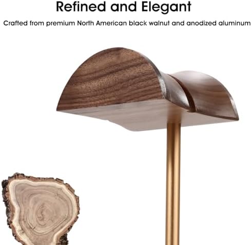 Walnut Headphone Stand Wood, Wooden Headset Stand Holder for Desk - Image 2