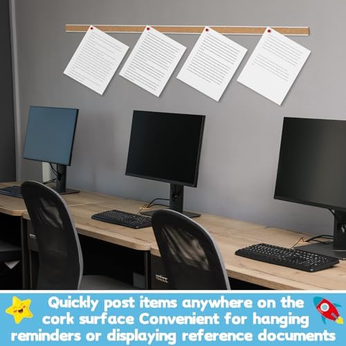 Threehoney 3 Pcs Cork Strips 36"x1" Bulletin Bar Strip, Aluminum Wall Trim - Image 6