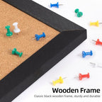 Extra Large Cork Bulletin Board 60" X 36", Black Wood Framed Corkboard for Wall, Wall Mounted Notice Pin Board with 18 Push Pins - Image 5