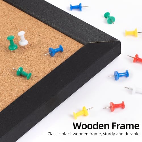 Extra Large Cork Bulletin Board 60" X 36", Black Wood Framed Corkboard for Wall, Wall Mounted Notice Pin Board with 18 Push Pins - Image 5