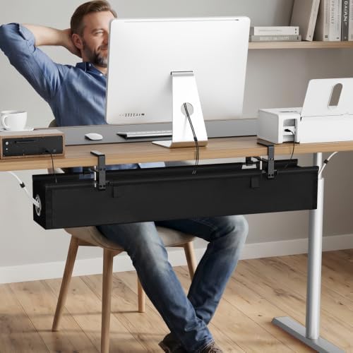 KEEGH Under Desk Cable Management Tray 36", No Drill Cord Organizer, Black - Image 2