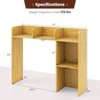 GOFLAME 5 Shelves Desktop Bookshelf, Wood Desk Hutch Dorm for Computer Desk, Countertop Display Rack, 3-Tier Desk Storage Organizer Shelf for Dormitory, Home Office, Study, Burlywood - Image 3