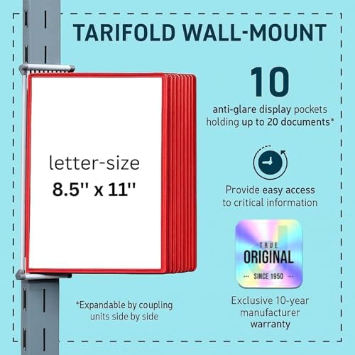 tarifold Wall Mount Reference System, 10 Pockets, Expandable, Red - Image 3