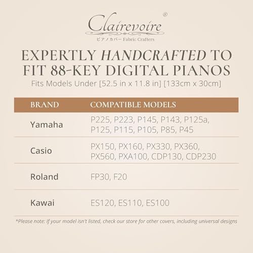 Digital Piano Cover for Yamaha - Piano Keyboard for P143, P225, P223, P145, P143, P125a, P125, P115, P105, P71, P45, Kawai ES120, PX150, Roland F-20 & More, Keyboard Cover, Black, Leatherette - Image 4