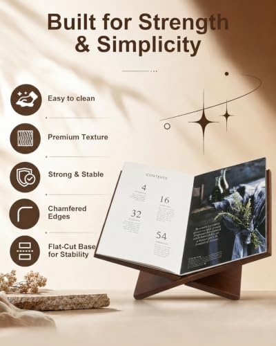 UCEC Brown Wooden Book Stand, X-Frame Open Book Holder for Bible, 15.8-in - Image 5