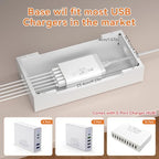 Bamboo Charging Station with 5 Port Charger HUB & 5 Cables-Natural + White - Image 4