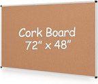 Extra Large Cork Bulletin Board 72" X 48", Silver Aluminum Framed 6'x4' Corkboard for Wall, Wall Mounted Notice Pin Board with 18 Push Pins for School, Home & Office by Justdowhatyouwanttodo