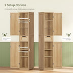 Iwell 66.9" Tall Bathroom Storage Cabinet with 2 Doors & 1 Drawer - Image 4