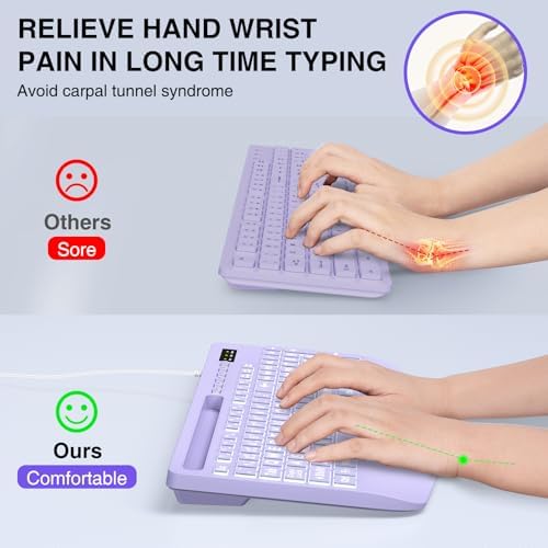 SABLUTE Wired Large Print Backlit Computer Keyboard with Wrist Rest(Purple) - Image 4