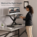 FLEXISPOT Standing Desk Converter 42", Extra Large Ergonomic Height Adjustable Sit Stand Desk Riser, Spacious Computer Workstation with Wide Keyboard Tray, Black - Image 5
