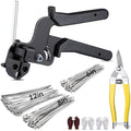 155 Pack Stainless Steel Cable Tie Gun Kit, 150 Pcs 6/8/11.8 Inch Metal Zip Ties (50 of Each), Adjustable Fastening and Cutting Tools for Fence, Chain Link Fence, Pipe, Industrial Use by Unknown
