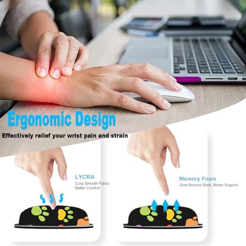 Keyboard Wrist Rest and Mouse Pad Set,31.5x11.8 Inches Desk Mat,Waterproof Non-Slip Ergonomic Wrist Support for Pain Relief,Extended Desk Protector for Office Home Gaming,Dog Paw Prints - Image 5