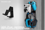 BRAINWAVZ The UberAtlas Dual Game Controller & Headphone Stand Wall Mount Holder for Xbox ONE, Series X, PS5, PS4, PS3, Switch, STEELSERIES Gamepad & More, Stay Organized No Screws (Two Pack) - Image 2