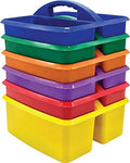Teacher Created Resources Assorted Primary Colors Portable Plastic Storage Caddy 6-Pack for Classrooms, Kids Room, and Office Organization, (Blue, Green, Orange, Purple, Red and Yellow) 3 Compartment by TeacherCreatedResourcesOS