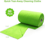 Greenfound Microfiber Cleaning Cloth Roll -80 Pack, 11.5x11.5, Tear Away Towels, Reusable and Washable Rags, Green - Image 2