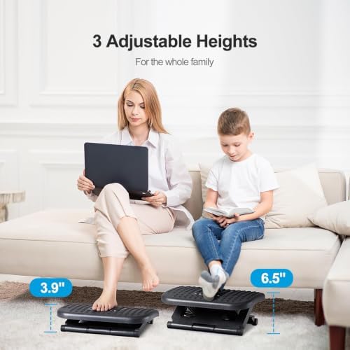HUANUO Foot Rest for Under Desk at Work, Adjustable Footrest with Massage Texture and Roller, Ergonomic Foot Stool with 3 Height Position, 30 Degree Tilt Angle Adjustment for Home, Office - Image 5