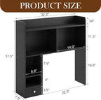 Cinnvoice White Desktop Bookshelf Countertop Storage Hutch with Drawer for Computer Desk 5-Tier Display Rack Multipurpose Wood Desktop Hutch Storage Organize for College Dorm Home Office Supply - Image 3