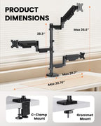 ErGear Triple Monitor Mount for 13-32 Inch Screens, 19.8 lbs per Arm - Image 5