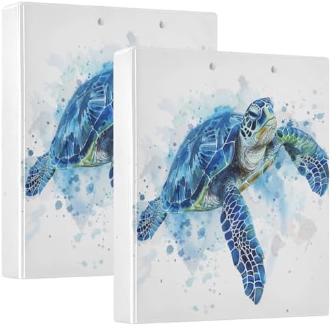 ALAZA Sea Turtle Watercolor 3 Ring Binder Set 1.5 Inch Three Ring Office Binders w/clipboard & 3 Pockets, Hold 200 Sheets by ALAZA