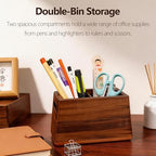 Solid Black Walnut Dual Slot wood Pen Holder for Desk - Image 2