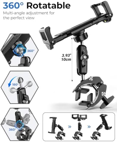 Metal Skid Steer Tablet Mount, Heavy Duty Handlebar Tablet Holder - Image 3
