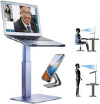 Adjustable Laptop Stand for Desk, DJ Laptop Stand Adjustable Height, Laptop Raised Stand for Standing & Sitting Mode, Tall, Strong and Airflow Even Laptop Riser for 17 inch（Gray） by DEEDRR