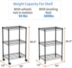Golpart Small Shelves Storage Wire Metal Adjustable Shelf Unit with Wheels - Image 3