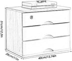 Desktop File Cabinet - Desktop Storage Box with Drawers - Solid Wood Storage Box - Desktop Organizer, with Drawer Wooden Artist Storage Supply Box, Multi Level Countertop,B-3 Drawer - Image 2