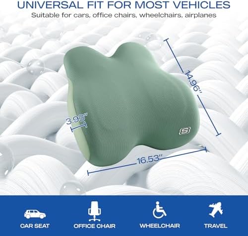 Skechers Women’s Lumbar Pillow, Memory Foam Lumbar Support Pillow for Office,Chair Lower Back Pain Relief Lumbar Pillow,Ergonomic Design Back Support Pillow for Office Chair,Car,Home,Travel,Green - Image 5
