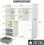 deli Desktop Bookshelf, High-Capacity Desk Hutch Organizer, White - Image 2