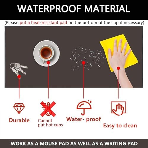 AKOZLIN 27.55”x 18.9" Soft PU Leather Surface Office Desk Mouse Mat Anti-Push Pad with Full Grip Fixation Lip Table Blotter Edge-Locked Protector - Image 5