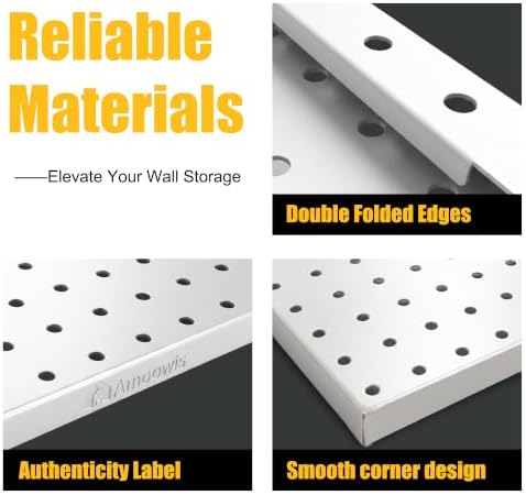 4 Pcs Metal Pegboard Panels 16x33in, White Peg board Wall Organizer - Image 5