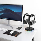 KAFRI RGB Dual Headphone Stand with USB C Charger Desk Gaming Double Headset Holder Hanger Rack with 3 USB Charging Port and 2 Outlet - Suitable for Gamer Desktop Table Game Earphone Accessories Gift - Image 7
