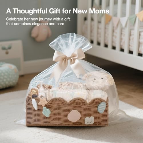 Wicker Diaper Caddy Organizer, Nursery Storage Basket for Diapers and Baby Wipes, Baby Essentials Organizer for Changing Table, Splinter Free Rattan Style (Tea Brown, L) - Image 7