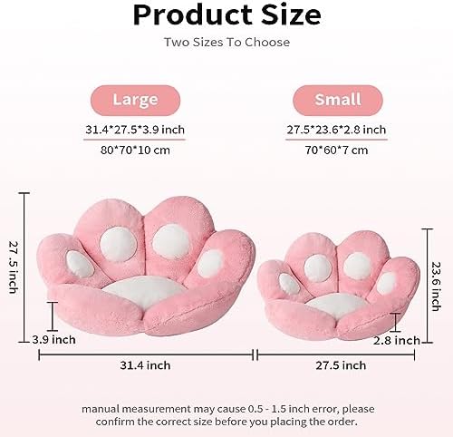 Ditucu Cat Paw Cushion Kawaii Chair Cushions 31.4 x 27.5 inch Cute Stuff Seat Pad Comfy Lazy Sofa Office Floor Pillow for Gaming Chairs Room Decor Pink - Image 3