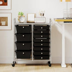 Giantex 12 Drawer Rolling Cart with Drawers, Storage Organizer Cart for Classroom Office School Teacher, Mobile Drawer Cart for Tools, Crafts, Small Printer, Black - Image 2