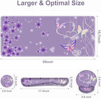 Purple Butterflies Florals Mouse Pad, XXL Large Desk Mat Extended Reading Desk pad, 4PCS Non-Slip Rubber Base Computer Big Mousepads for Work, Game, Office, Home Decor Girls Woemn Gifts Accessories - Image 3