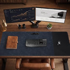 HAUTOCO Cork Desk Mat 48''x19.7'', Distressed PU Leather & Cloth Desk Pad - Image 6