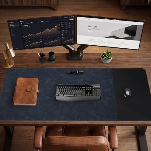 HAUTOCO Cork Desk Mat 48''x19.7'', Distressed PU Leather & Cloth Desk Pad - Image 6