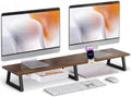 TEAMIX 42 inch Dual Monitor Stand with Storage Drawer & Phone Holder, Brown by TEAMIX