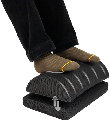 Mind Reader Air-Cloud Memory Foam Under Desk Footrest, Ergonomic Support for Back, Hip, Legs, Knees & Feet, Adjustable Height, Memory Foam, Black by MindReader